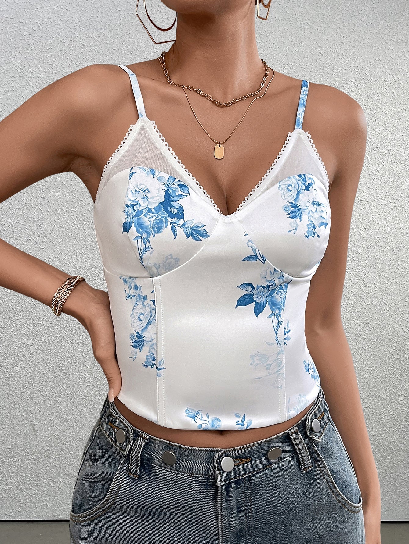 Sexy Sleeveless Print Crop Top