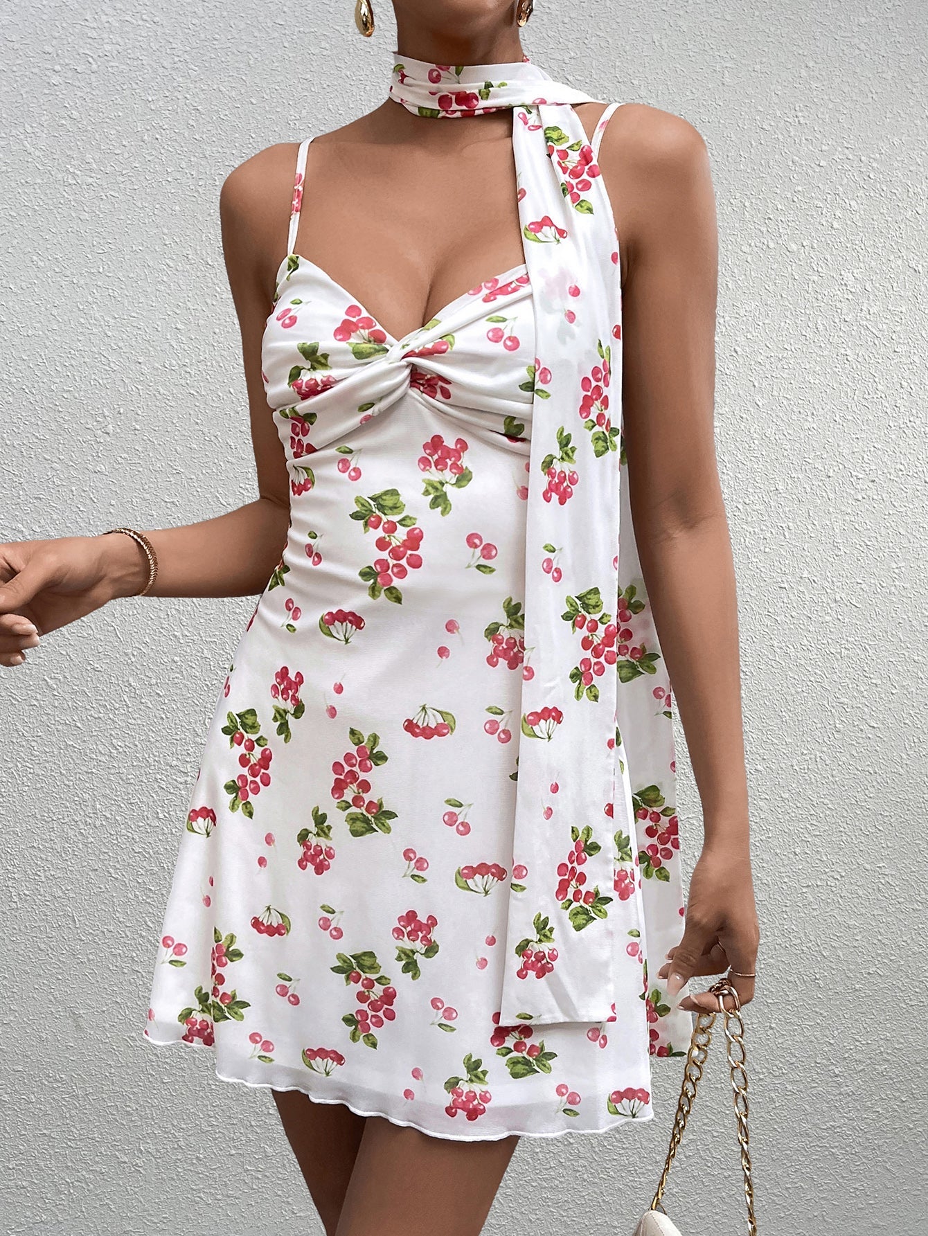 Elegant Sleeveless Backless Printed Mini Dress