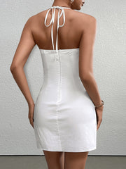 Solid Halter Neck Sleeveless Bodycon Dress