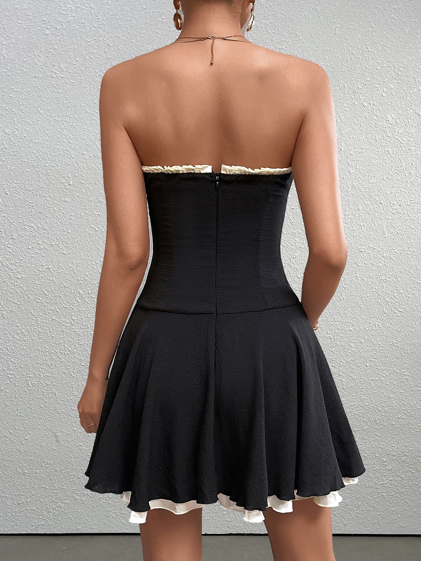 Sexy Backless Ruched Bandeau Mini Dress