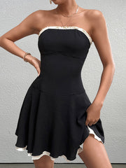 Sexy Backless Ruched Bandeau Mini Dress