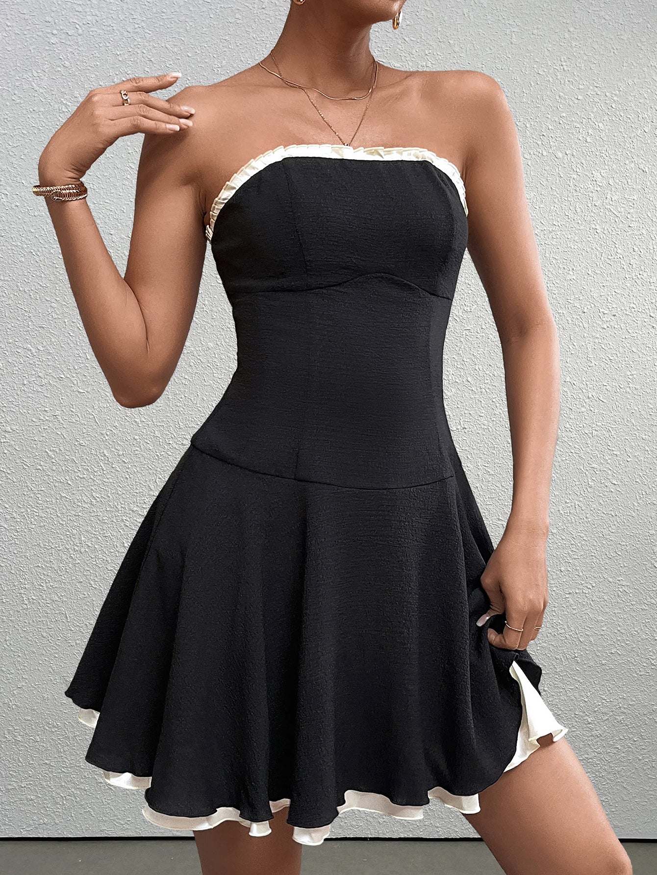 Sexy Backless Ruched Bandeau Mini Dress