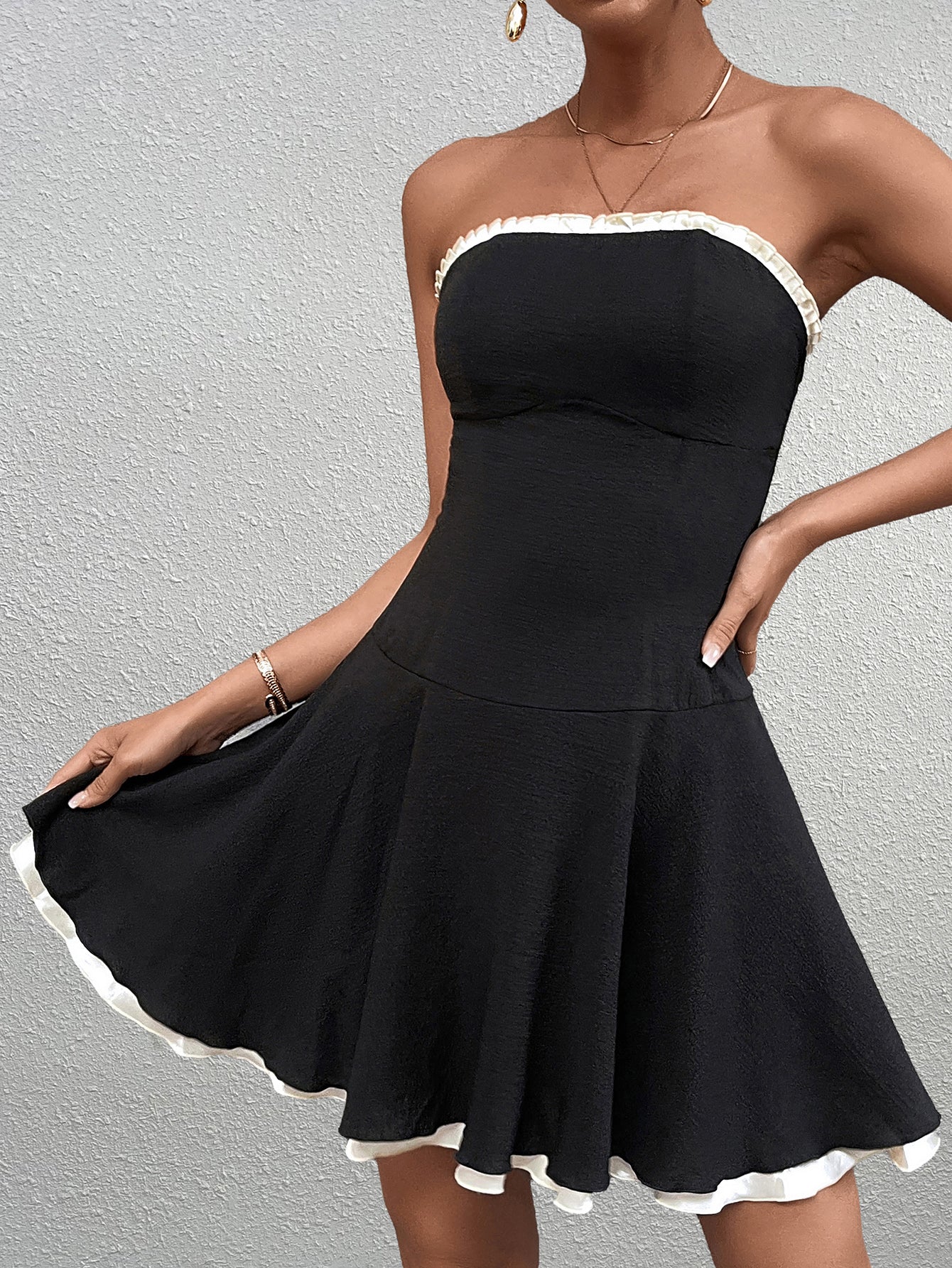 Sexy Backless Ruched Bandeau Mini Dress