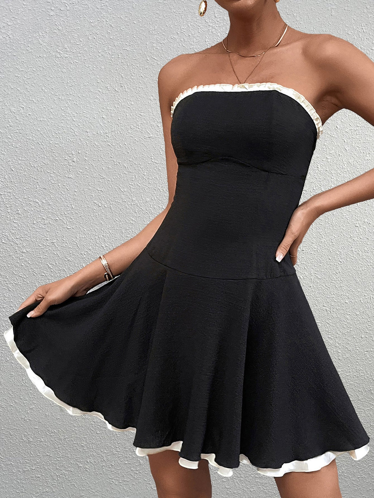 Sexy Backless Ruched Bandeau Mini Dress