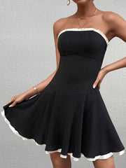 Sexy Backless Ruched Bandeau Mini Dress
