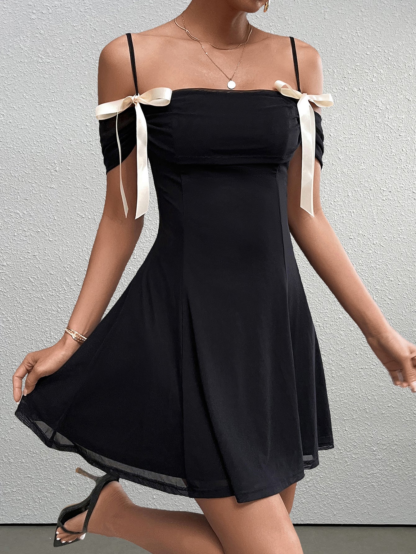Temperament Backless Mesh Mini Dress