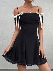 Temperament Backless Mesh Mini Dress