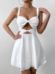 Sexy Solid Sleeveless Backless Cut-Out Ruched Mini Dress