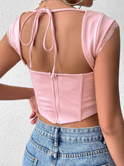 Lace-Accented Crop Top