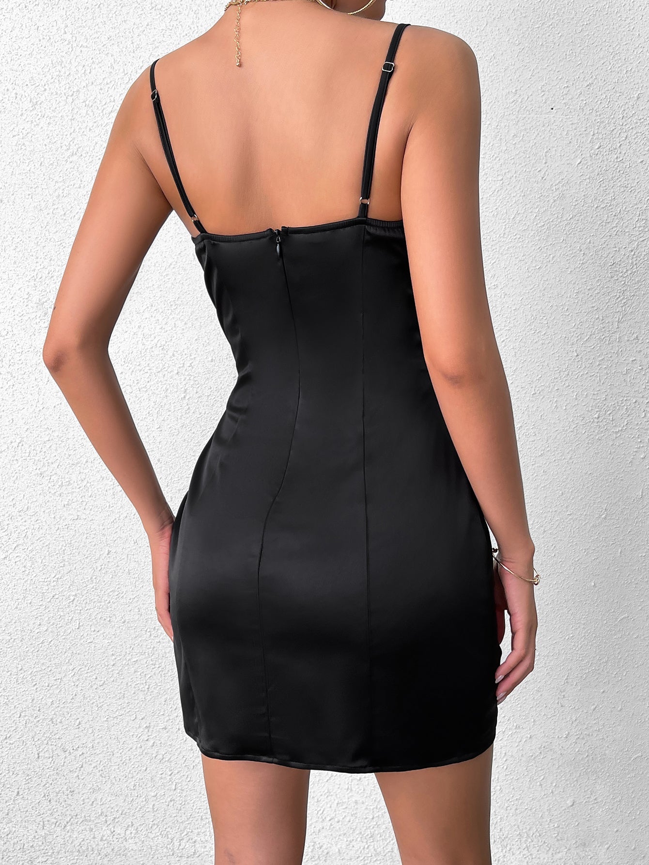 Sexy Bow-Embellished Sleeveless Backless Slip Bodycon Mini Dress