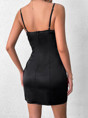 Sexy Bow-Embellished Sleeveless Backless Slip Bodycon Mini Dress