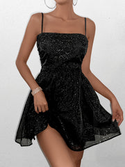 Fashionable Sparkly Sleeveless Backless Slip Mini Dress