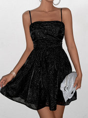Fashionable Sparkly Sleeveless Backless Slip Mini Dress