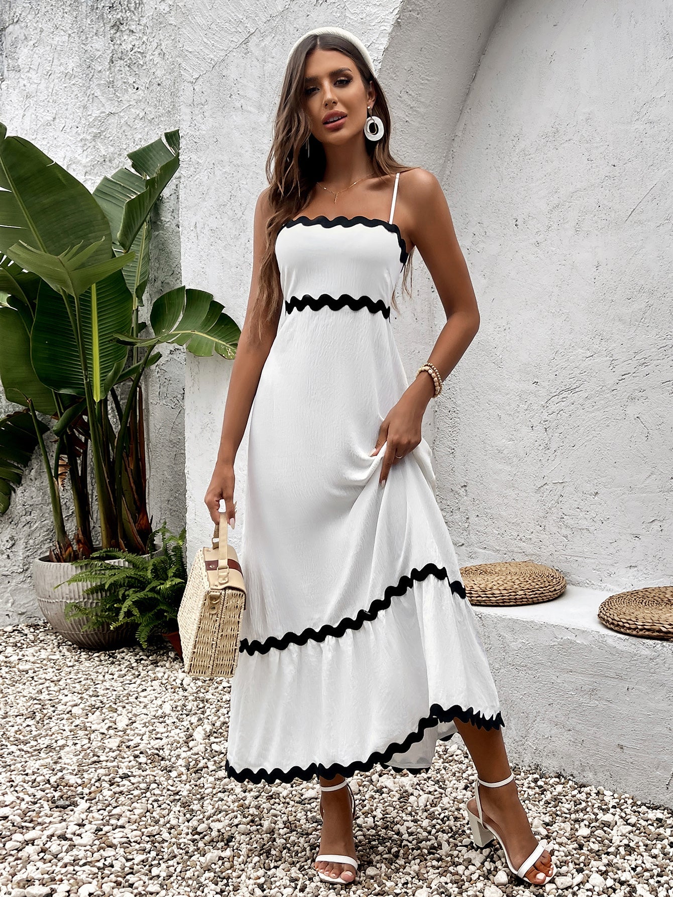 Lady Backless Cinched Ruched Sleeveless Slip Maxi Dress