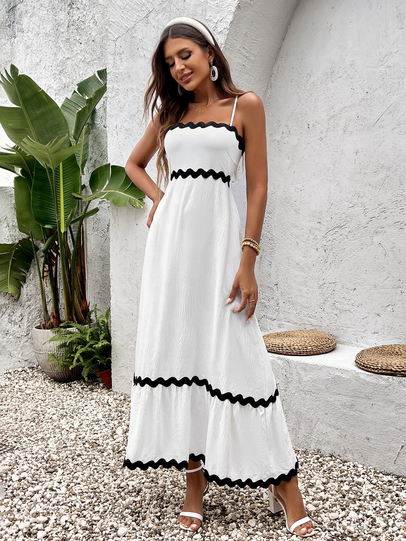 Lady Backless Cinched Ruched Sleeveless Slip Maxi Dress