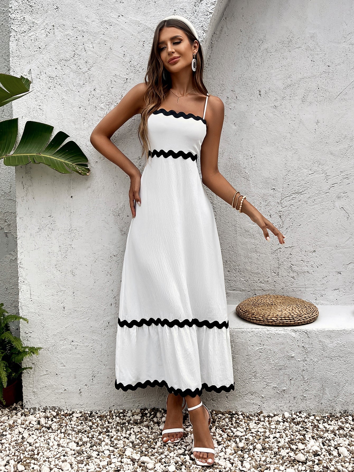 Lady Backless Cinched Ruched Sleeveless Slip Maxi Dress