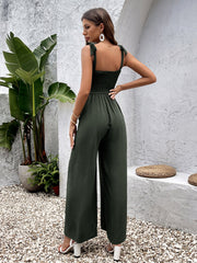 Solid Casual Waist-Cinching Camisole Jumpsuit