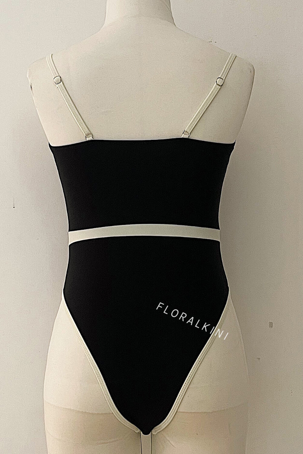 Underwire Contrast Trim High Rise One Piece Swimsuit - Black