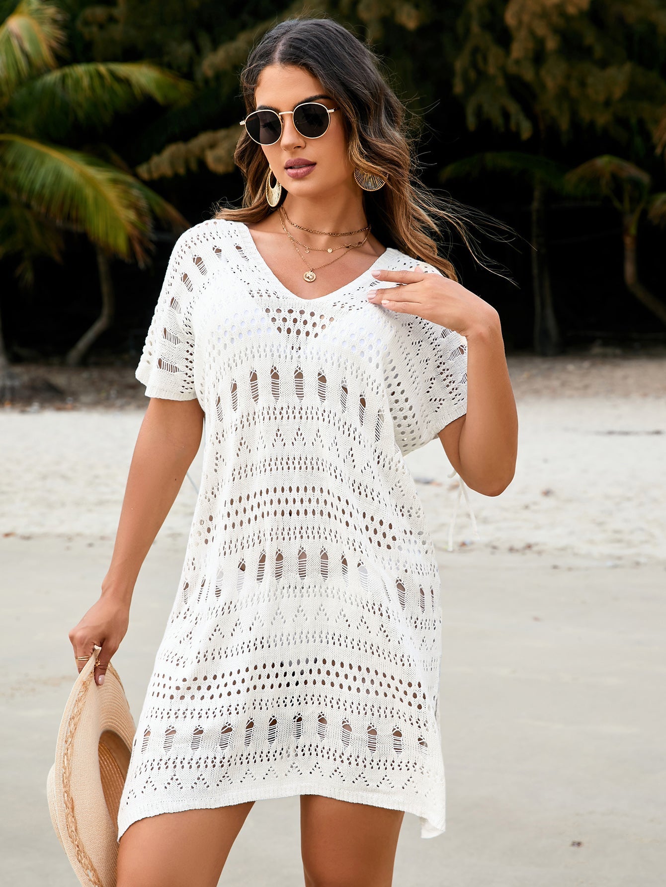 Sexy Cut-Out Crochet Seaside Holiday Sunscreen Dress