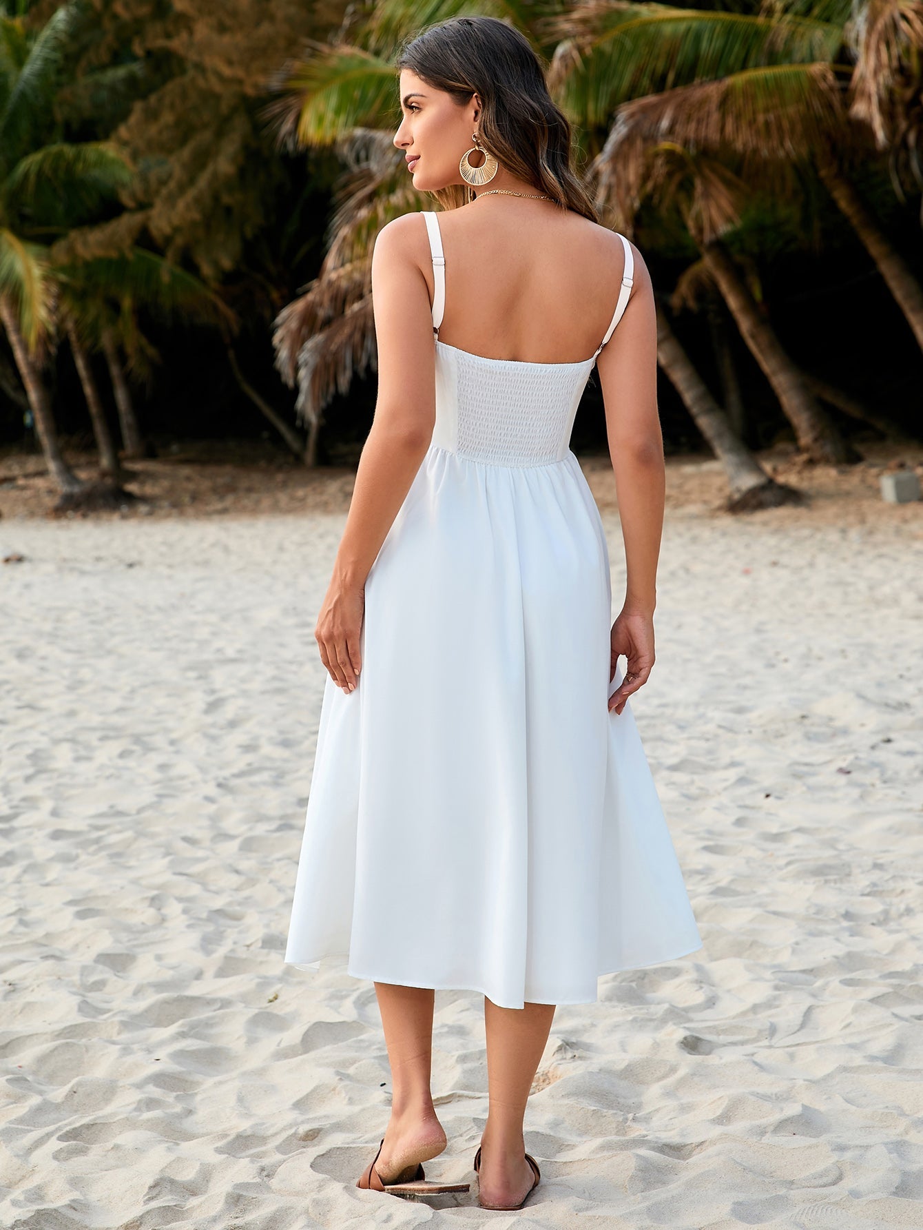 Cinched Waist Slip Midi Dress
