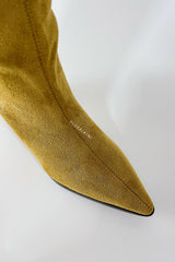 Brown Suede Knee High Kitten Heel Boots