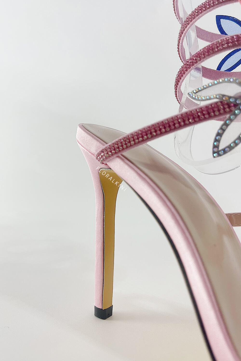 Crystal-Embellished Butterfly Around The Ankle Coil Stiletto Sandals - Multicolor