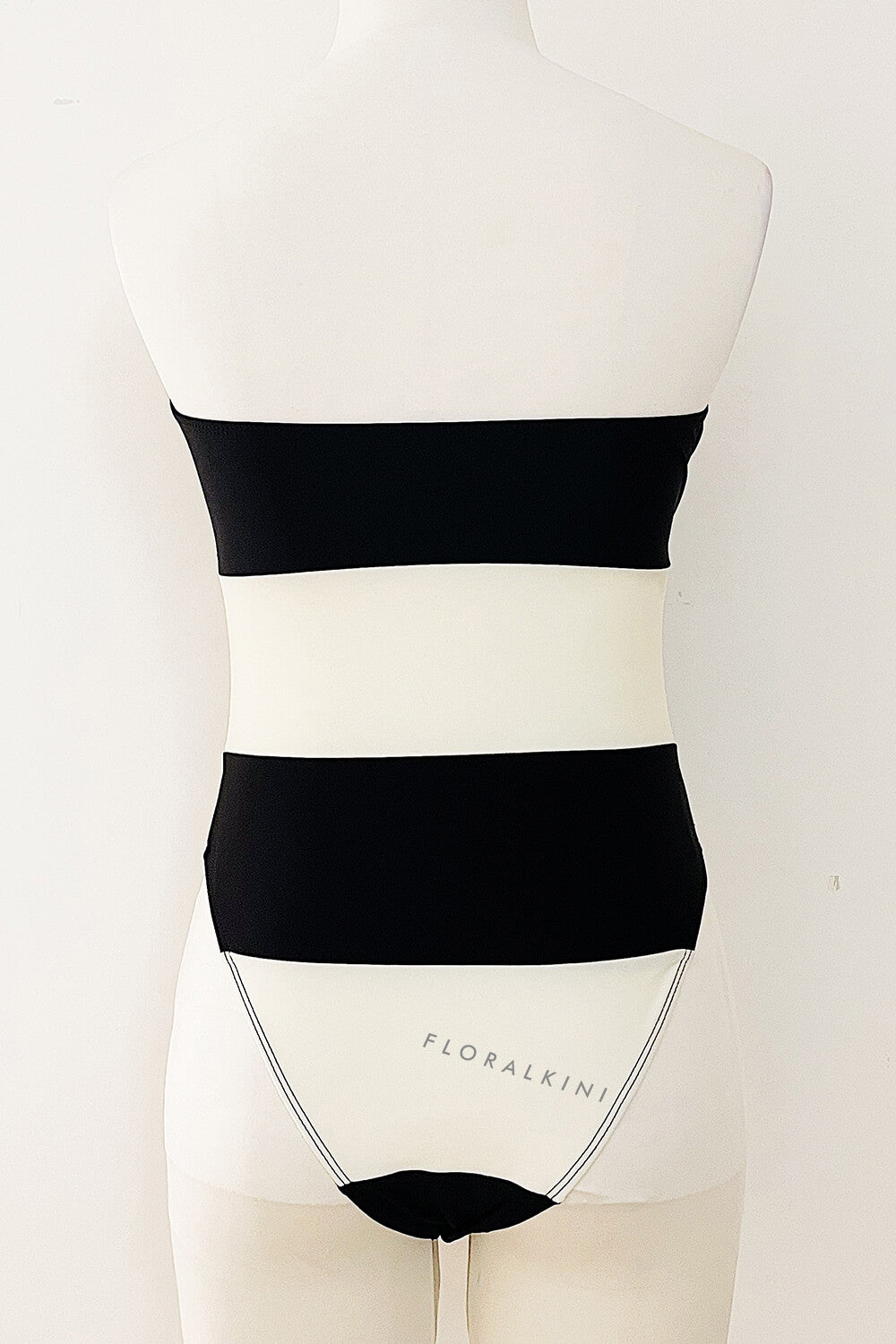 Stripe Color Block Strapless High Rise One Piece Swimsuit