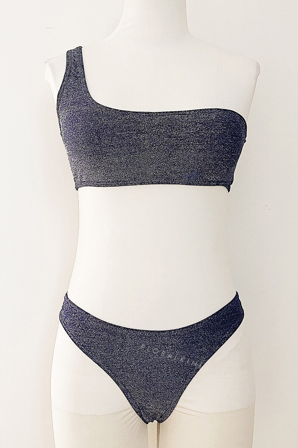 Shimmer Lurex One Shoulder High-Cut Bikini Set