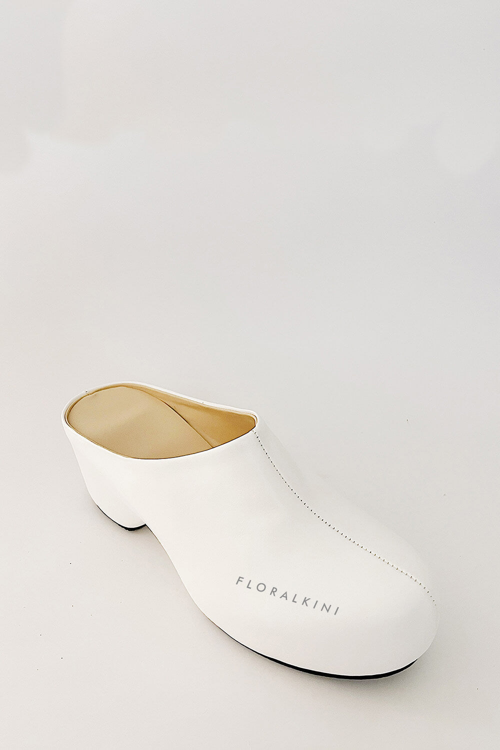 Faux Leather Sling Back Slip On Curved Platform Clogs - White