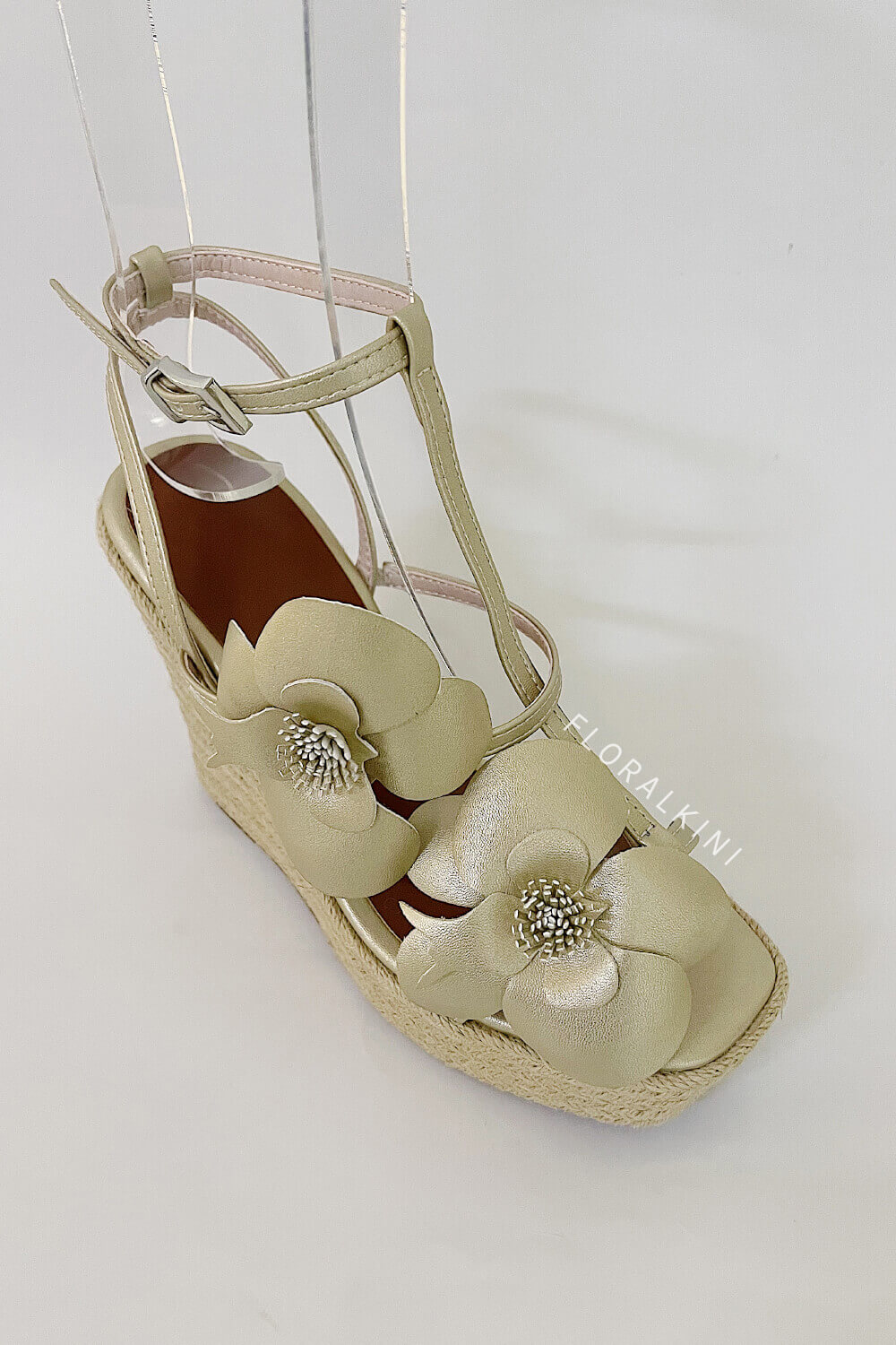 Flowers Embellished Platform Espadrille Wedge Sandals