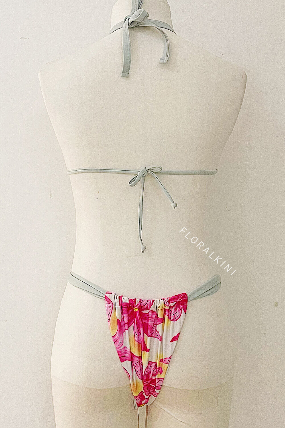 Contrast Floral Print Triangle Brazilian Bikini Set