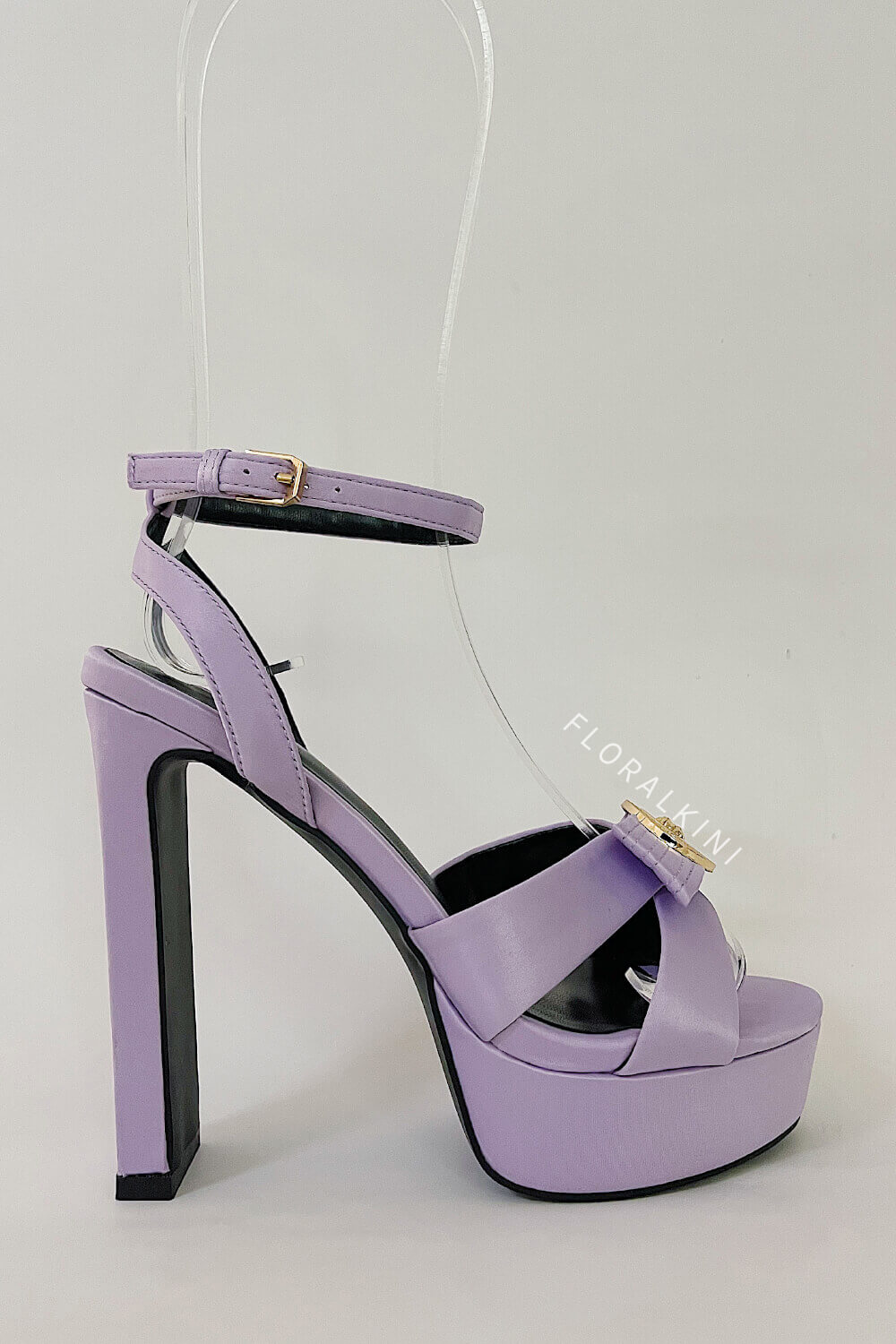 Ribbon Satin Open Square Toe Platform Block Heels