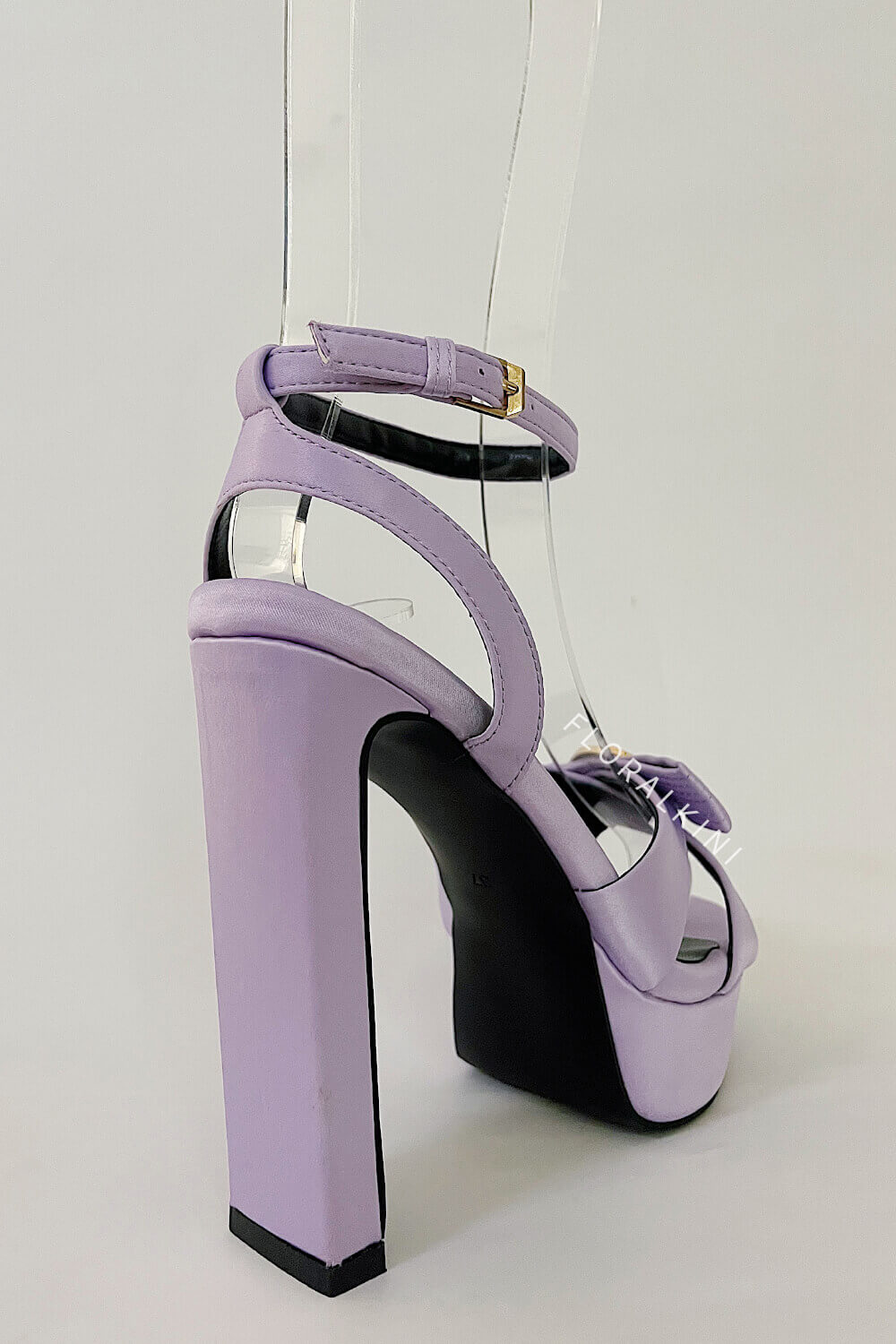 Ribbon Satin Open Square Toe Platform Block Heels