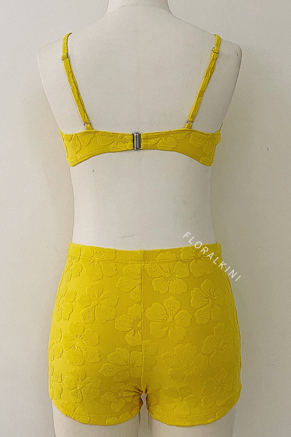 Floral Terry Towel Scoop Sporty Bikini Top And High Waisted Boyshorts
