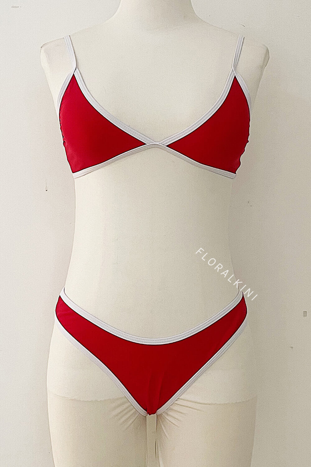 Colorblock Contrast Trim Triangle Bikini Set