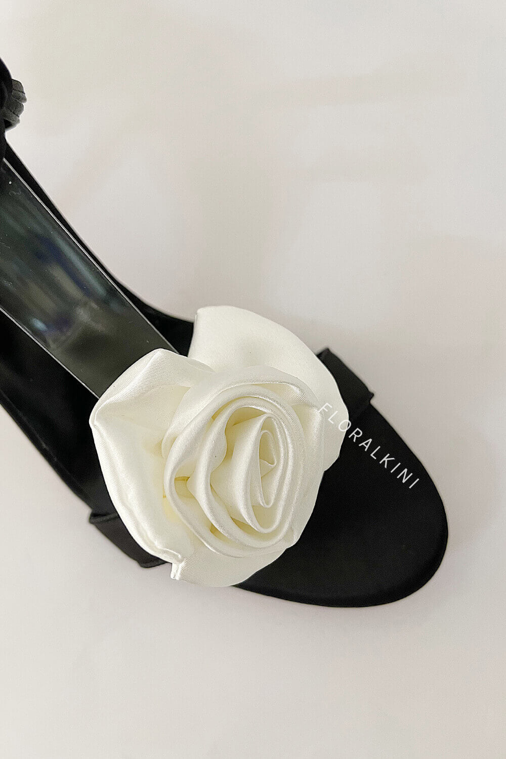 Ivory And Black Flower Embellished Satin Lace Up Open Toe Stiletto Heels Sandals