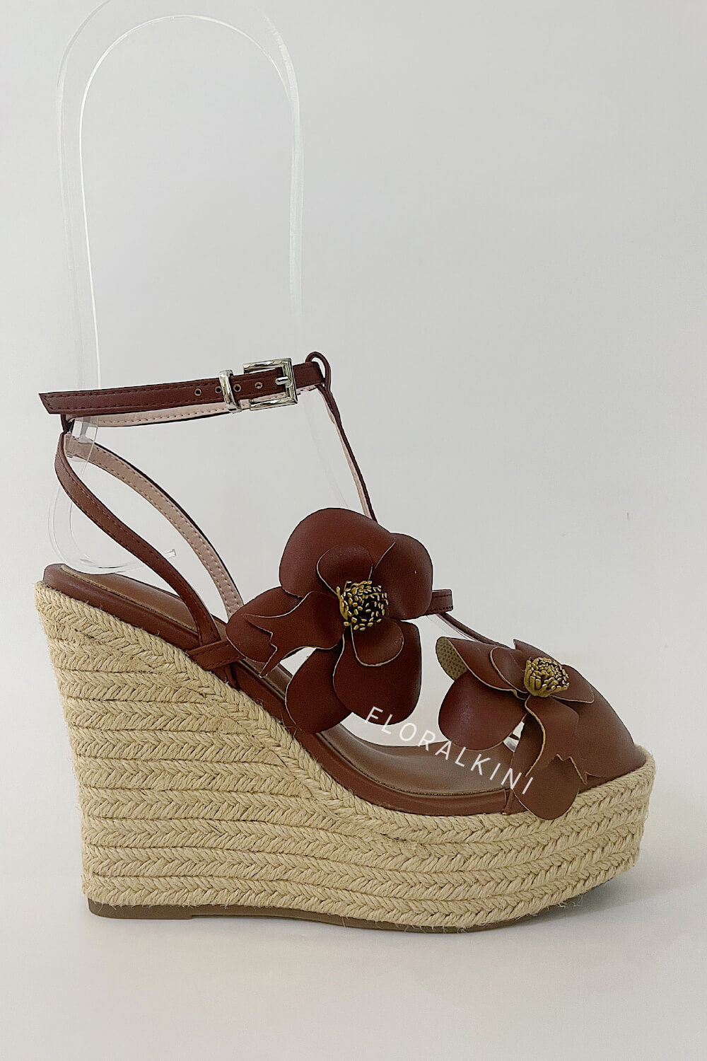 Flowers Embellished Platform Espadrille Wedge Sandals