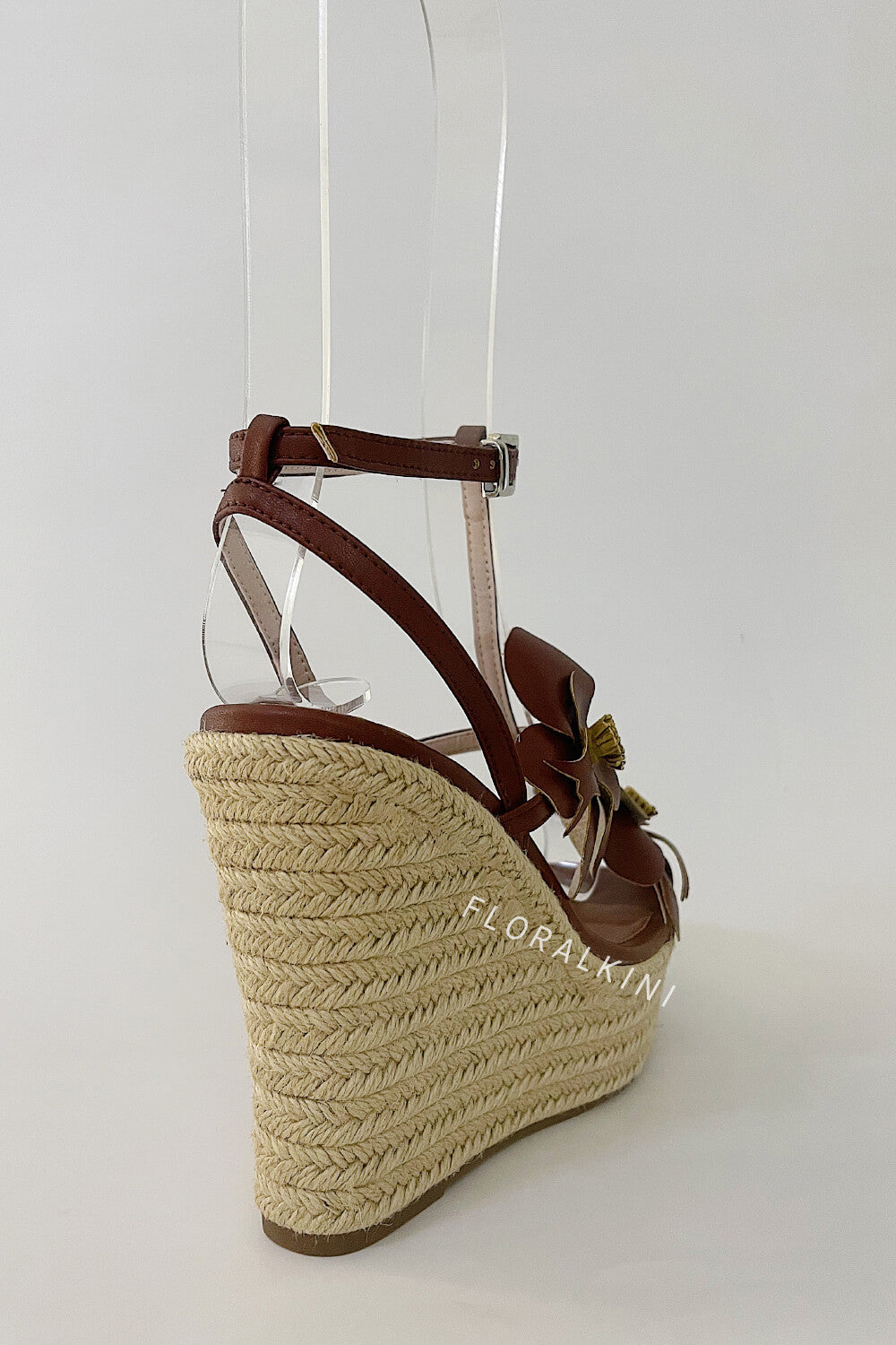 Flowers Embellished Platform Espadrille Wedge Sandals