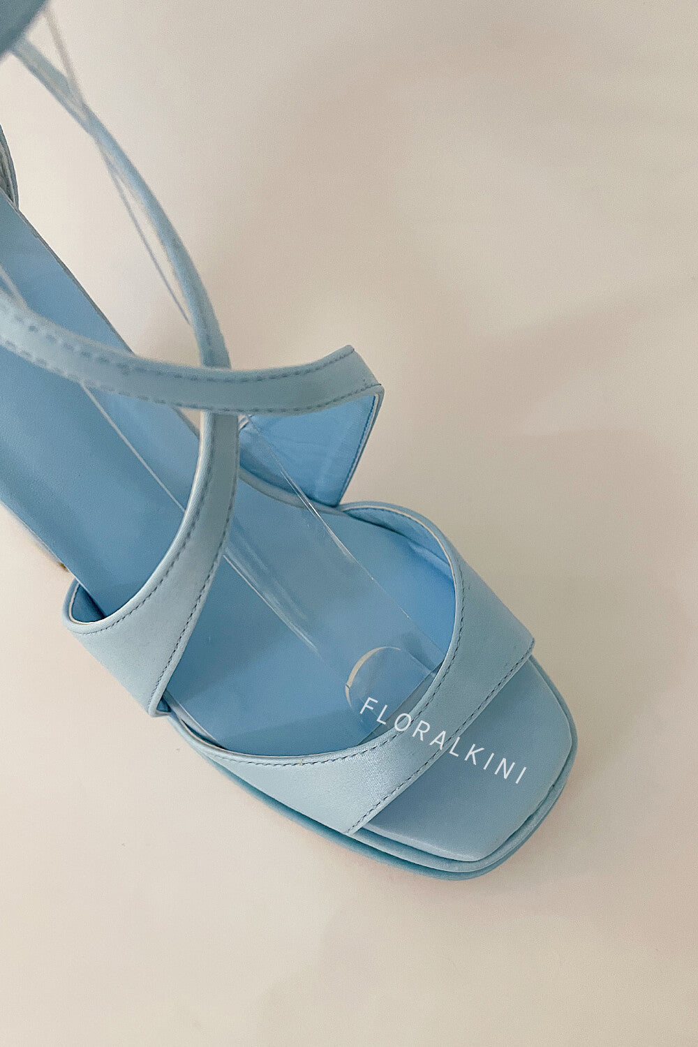 Satin Strappy Square Open Toe Double Platform Block Heeled Sandals