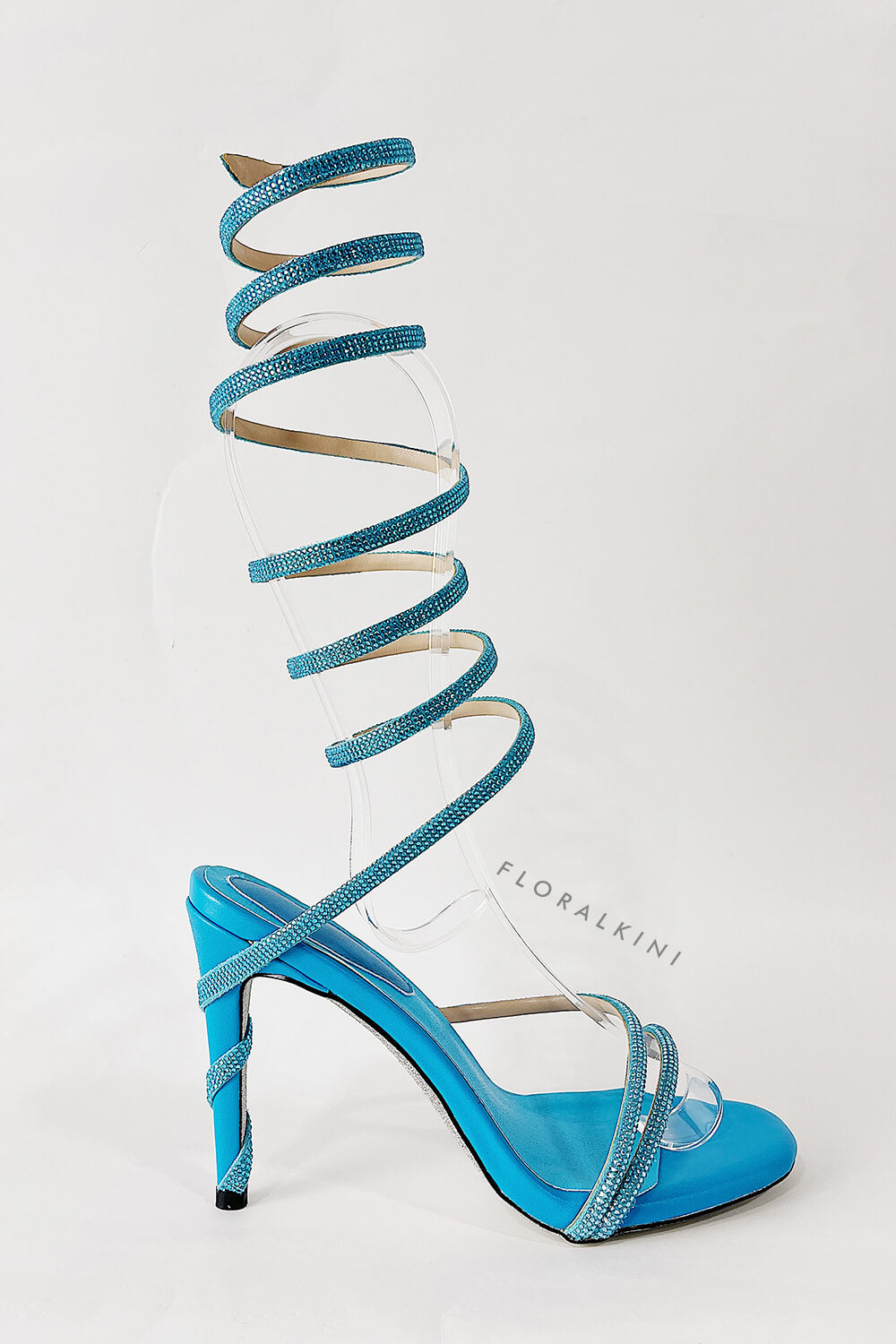 Faux Suede Crystal Embellished Ankle Wrap Open Toe High Heel Sandals