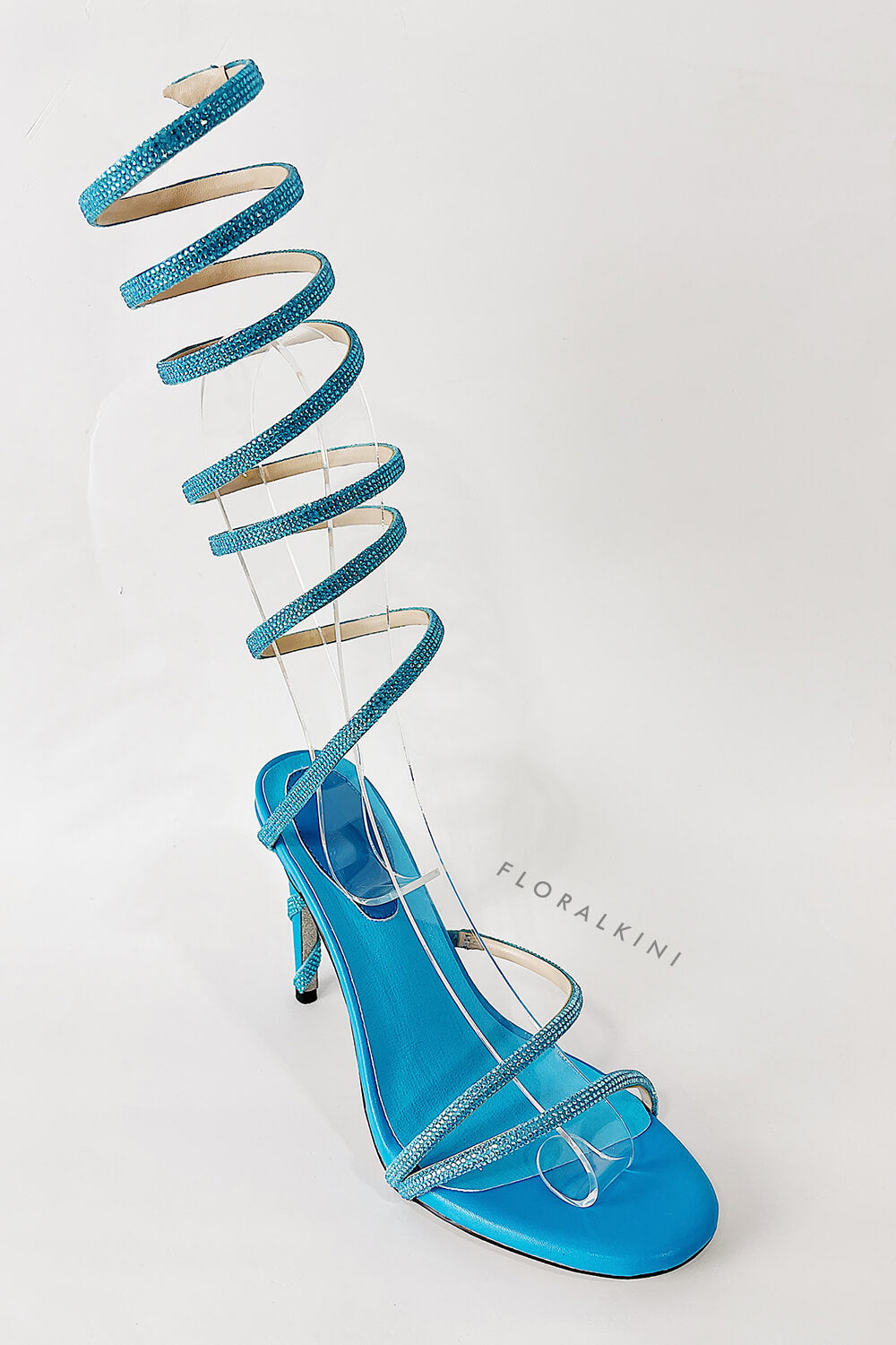 Faux Suede Crystal Embellished Ankle Wrap Open Toe High Heel Sandals