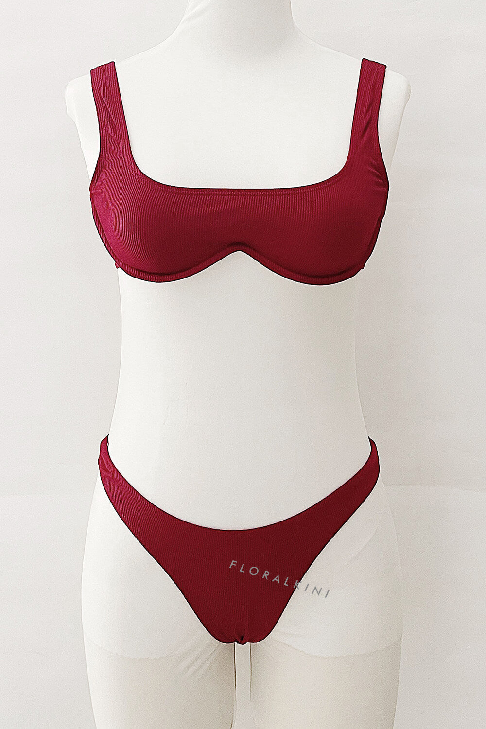 Burgundy High Rise Bikini Bottom