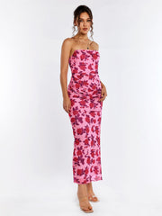 Floral Strapless Midi Dress
