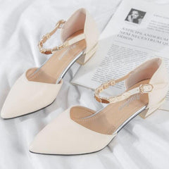 Ankle Buckle Low Heels Pointed Toe Shoes