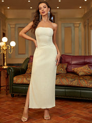 Ethereal Ivory Strapless Sheath Dress