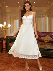 Lace Hem Satin Midi Dress
