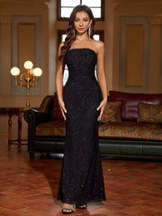 Strapless Sequin Gown Dress