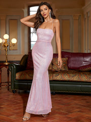 Backless Sequin Gown Dress