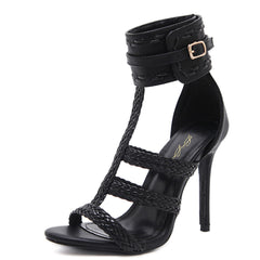 Black PU Gladiator Shoes Platform Sandals