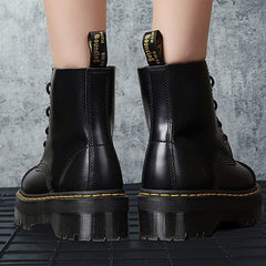 Black Platform Zipper Short Boots